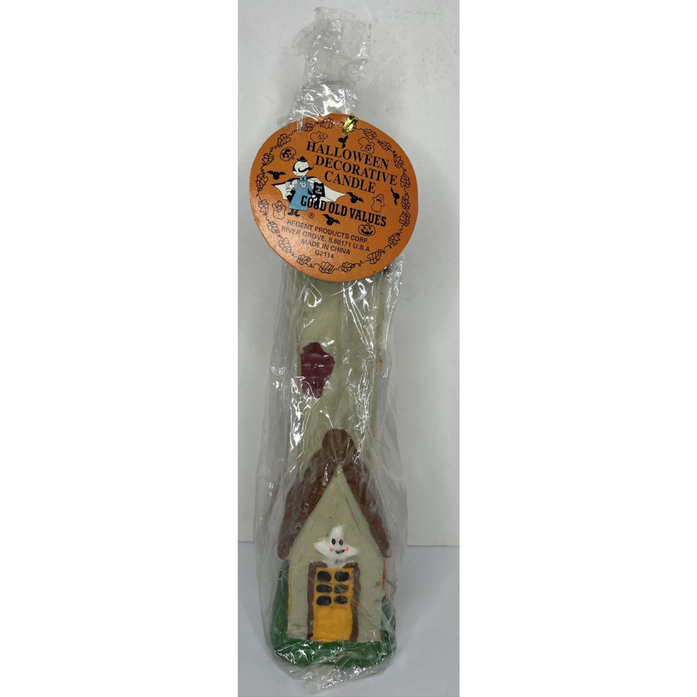 Vintage Good Old Values Halloween Tower Candle New in Packaging 9" SKU H225